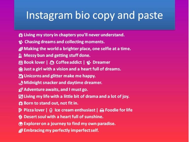 Instagram Bio Copy And Paste