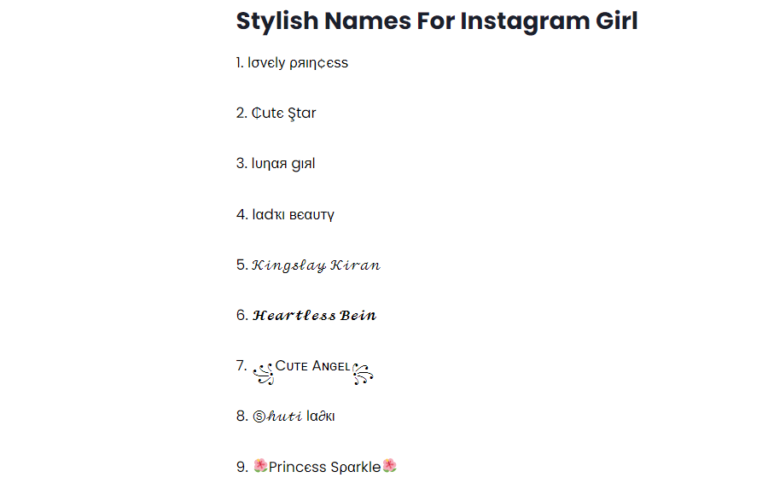 400+ Stylish Names For Instagram Girl