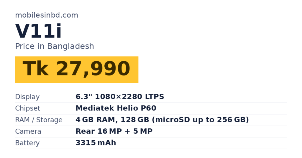 V11i price in Bangladesh and key specs
